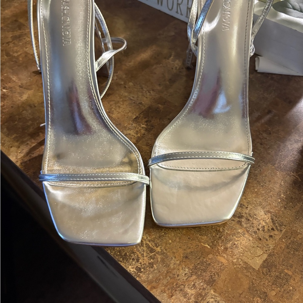 Fashion Nova Silver Rhinestone Heels - Picture 5 of 6